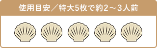 使用目安／特大5枚で約２～３人前