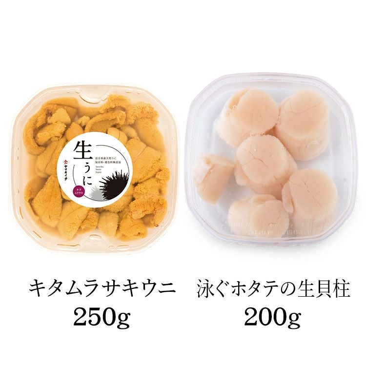 生うにと泳ぐホタテの生貝柱セット2（期間限定） | うに｜【活ホタテ